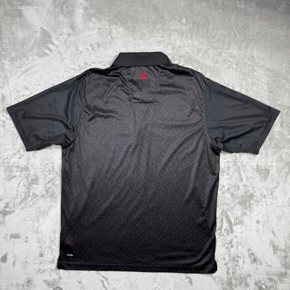 Adidas Climacool Polo Shirt Mens Medium Black Printed Golf Moisture wick Active‎ - Picture 5 of 8